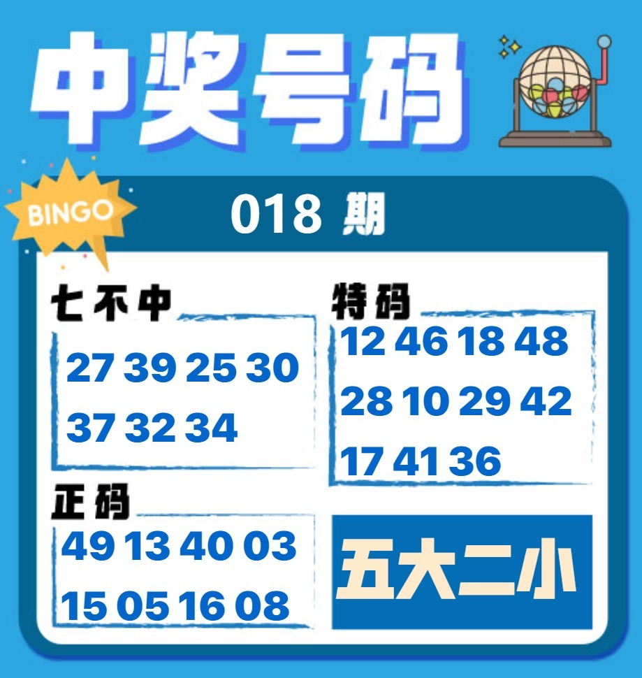 018期中奖号码[图]